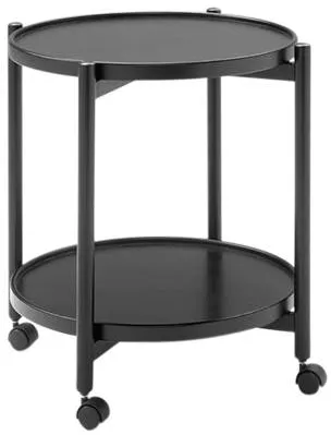 Thomsen Furniture James odkládací stolek na kolečkách - černě mořený dub - Ø 50 cm
