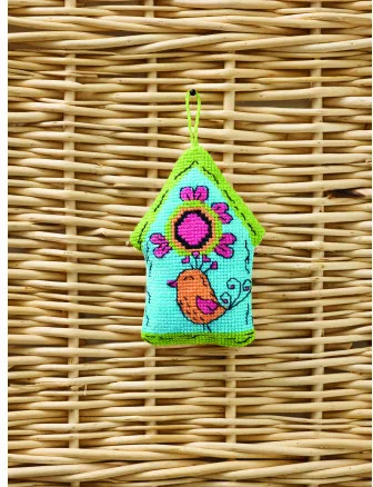 Permin Vyšívací sada Ptačí budka modrá 7x9cm