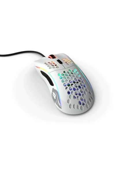 Glorious Model D - Lesklá bílá - Herní myš - Optická - 6 tlačítek - Bílá s RGB-LED osvětlením