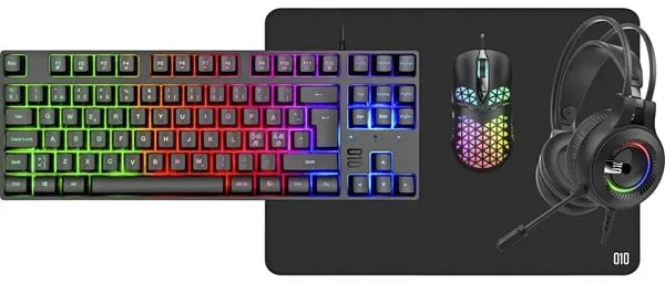 XCROW 4-IN-1 GEARPACK - Herní klávesnice - Nordická - Černá
