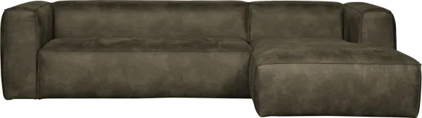 Bean, Rohová pohovka pravostranná, armádně zelená, H73x175x305 cm, kůže