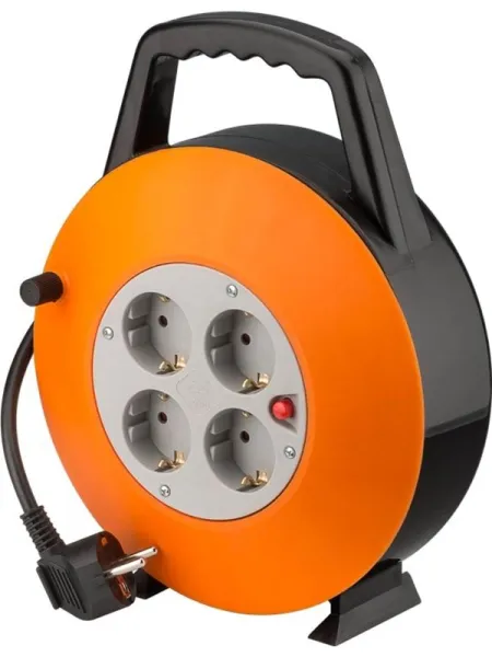 Pro Cable reel 15 m oranžovo-černý - se 4 zásuvkami s ochranou