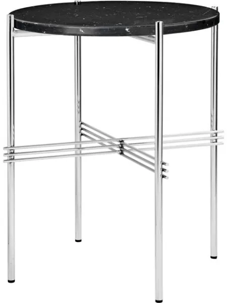 GUBI TS Odkládací stolek Kulatý Ø40 Leštěná ocel/Black Marquina Mramor
