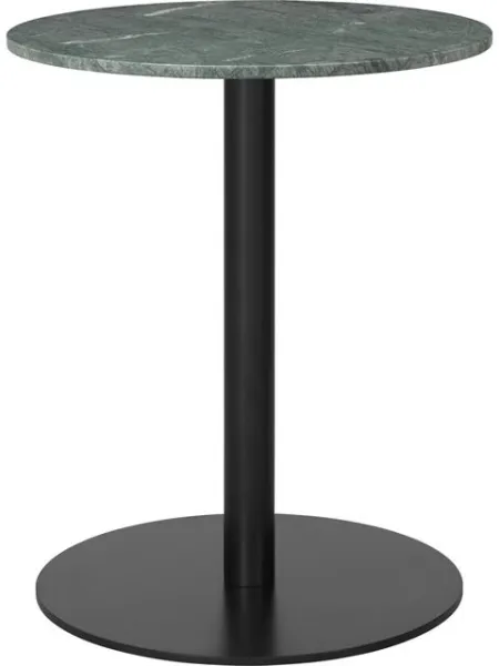 GUBI 1.0 Jídelní stůl kulatý Ø60 cm s černou základnou a zelenou deskou z mramoru Guatemala