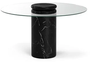 Karakter Castore Jídelní stůl Ø130 Nero Marquina Mramor/Čiré sklo