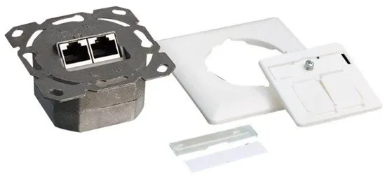 LogiLink Cat.6A nástěnná zásuvka 2 x RJ45 stíněná signální bílá